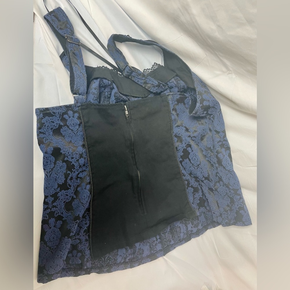 Vintage tripp 2x Victorian corset in blue and black vintage torrid plus size - Picture 2 of 10
